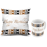 Indigifts Birthday Gift For Boys Birthday Wishes Printed Satin Cushion Cover 12 x 12 Inch with filler & Ceramic Mug 330 ml Combo - Best Birthday Gift for Friend/Girl, Happy Birthday Quote Pillow