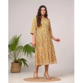 Swasti Cotton Blend Printed Front Slit Womens Kurti - Yellow ( Pack of 1 ) - None