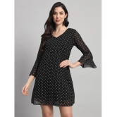 Curvydrobe Georgette Printed Mini Womens A-line Dress - Black ( Pack of 1 ) - None