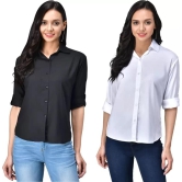 FUNDAY FASHION Women Regular Fit Solid Spread Collar Casual Shirt (Pack of 2)