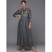 Varanga Viscose Printed Anarkali Womens Kurti - Navy Blue ( Pack of 1 ) - None