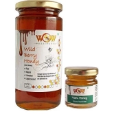 WOW BUZZING BEE Raw Honey - Wild Berry & Neem, Pack of 2 (1 - 550 GR and 1 - 55 GR)