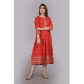 Smien - Red Rayon Womens Flared Kurti ( Pack of 1 ) - None