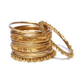 YouBella Stylish Traditional Jewellery Gold Plated Bangle Set for Women (Golden)(YBBN_91103_2.4) - None