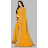 Om Shantam Sarees - Yellow Georgette Saree With Blouse Piece ( Pack of 1 ) - Yellow