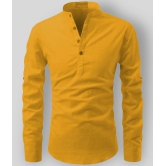 Life Roads - Yellow Cotton Mens Shirt Style Kurta ( Pack of 1 ) - None