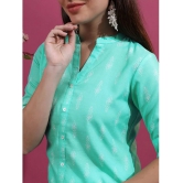 Ketch Polyester Printed Straight Womens Kurti - Turquoise ( Pack of 1 ) - None