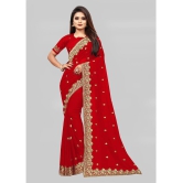 Om Shantam Sarees - Red Georgette Saree With Blouse Piece ( Pack of 1 ) - Red