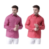 KLOSET By RIAG 100% Cotton Regular Fit Self Design Full Sleeves Men's Casual Shirt - Maroon ( Pack of 2 ) - None