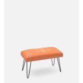 Mango Wood Bench In Cotton Orange Colour With Metal Legs-Orange