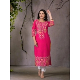 Juniper Rayon Embroidered Straight Womens Kurti - PINK ( Pack of 1 ) - None