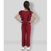 Kids Cave - Maroon Rayon Girls Jumpsuit ( Pack of 1 ) - None