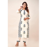 FabbibaPrints Cotton Printed Straight Womens Kurti - White ( Pack of 1 ) - None