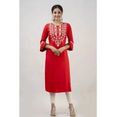 MAUKA - Red Rayon Womens Straight Kurti ( Pack of 1 ) - None