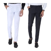 SREY White Slim -Fit Flat Trousers Pack of 2 - None