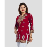 Meher Impex Crepe Printed A-line Womens Kurti - Red ( Pack of 1 ) - None