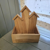 BARISH - Planter Table Top (3 House) | Handcrafted with Rubberwood | Indoor Planter Basket 13 x 10 x 5.5 Inches