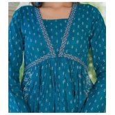 Vbuyz Cotton Printed Anarkali Womens Kurti - Blue ( Pack of 1 ) - None