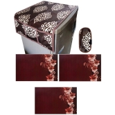 Fabolic Polyester Floral Fridge Mat & Cover ( 93 53 ) Pack of 5 - Brown - Brown