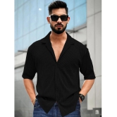 clafoutis Polyester Regular Fit Self Design Half Sleeves Mens Casual Shirt - Black ( Pack of 1 ) - None