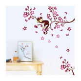 Asmi Collection Pvc Wall Stickers Wall Decals Pink Branches Monkey