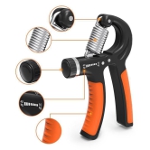 Strauss Adjustable Spring Hand Exerciser | Finger Exerciser| Hand Grip Strengthener for Men & Women (Black/Orange) - Orange