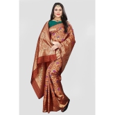 Om Shantam Sarees Banarasi Silk Woven Saree With Blouse Piece - Red ( Pack of 1 ) - Red