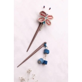 Crochet Butterfly & Tiki Hair Sticks (Pair)