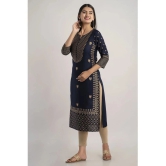 MAUKA - Navy Rayon Womens Straight Kurti ( Pack of 1 ) - None