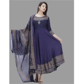 Smien Rayon Printed Anarkali Women's Kurti - Blue ( Pack of 1 ) - None