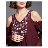 Miss Chase Polyester Embellished Above Knee Womens Fit & Flare Dress - Wine ( Pack of 1 ) - None