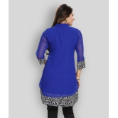 Meher Impex - Blue Georgette Women''s Straight Kurti ( Pack of 1 ) - S