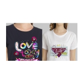 CHOZI - Multi Color Cotton Blend Regular Fit Women's T-Shirt ( Pack of 2 ) - None