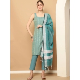 Green Dobby Kurta with pallazos dupatta set-XL / Green