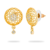 LUV FASHION Golden Stud Earrings ( Pack of 1 ) - Golden