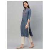 Alena Blue Rayon Straight Kurti - XXL