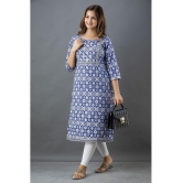 Lee Moda - Blue Cotton Women's Straight Kurti ( Pack of 1 ) - None