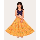 Girls & Kids Rayon Printed With Embroidered Blouse Lehenga Choli Set-Yellow / 5 Years-6 Years