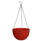 Kuber Industries Plastic Hanging Flower Pot for Balcony  Railing Set of 6 Red-20x20x59 cm-Kuber Industries Plastic Hanging Flower Pot for Balcony & Railing Set of 6 (Red)-20x20x59 cm