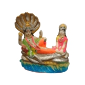 Blissful Polymer Unbreakable Action Lord Vishnu Laxmi Idol Handicraft Statue With Sheshnaag