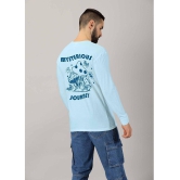 AUSK Cotton Blend Regular Fit Self Design Full Sleeves Mens T-Shirt - Aqua Blue ( Pack of 1 ) - None