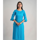 MAUKA - Blue Rayon Women's Straight Kurti ( Pack of 1 ) - None