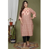 Swasti Cotton Blend Printed Straight Womens Kurti - Peach ( Pack of 1 ) - None