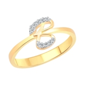 Vighnaharta Initial B Letter (Cz) Gold & Rhodium Plated Ring - 16