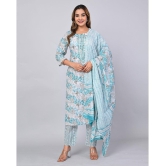 MAUKA - Light Blue Straight Cotton Womens Stitched Salwar Suit ( Pack of 1 ) - None