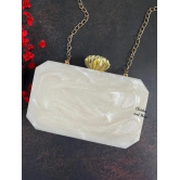 Off White Resin Octagon Clutch