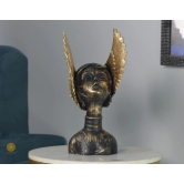 Golden Wings Angel Face Sclupture (5.5x13 Inches)-Gold