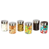 PEARLPET Transparent Plus Jar Container for Kitchen Storage Set with Stainless Steel Matt Finish Cap, 300 ML Set of 6 Pieces