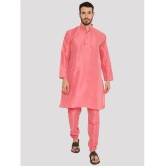 Maharaja - Pink Silk Regular Fit Mens Kurta Pyjama Set ( Pack of 1 ) - None