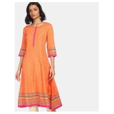 Anahi - Orange Cotton Women's Flared Kurti - S